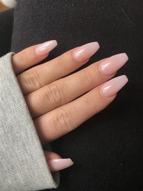 natural coffin acrylic nails